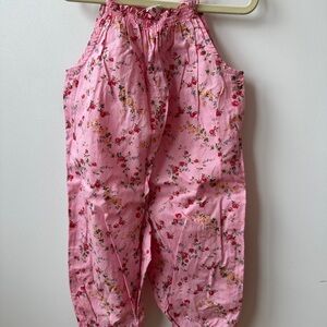 Bonpoint Floral Pink Overalls